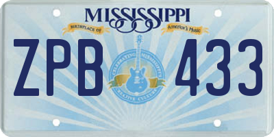 MS license plate ZPB433