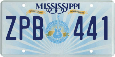 MS license plate ZPB441