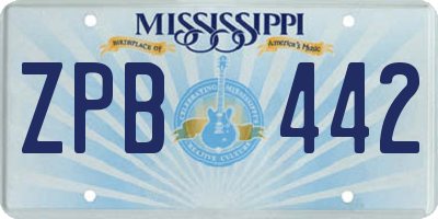 MS license plate ZPB442