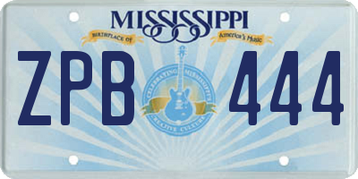 MS license plate ZPB444