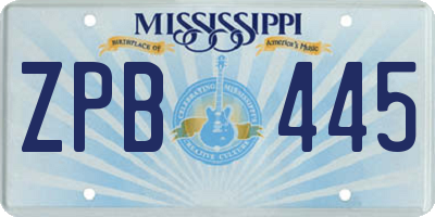 MS license plate ZPB445