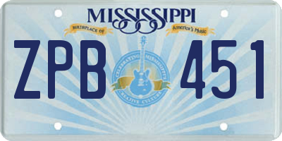 MS license plate ZPB451