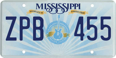 MS license plate ZPB455