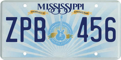 MS license plate ZPB456