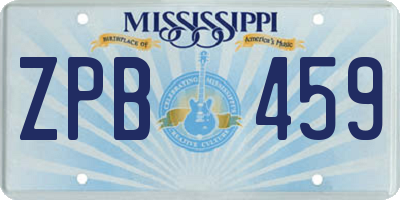 MS license plate ZPB459