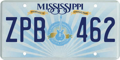 MS license plate ZPB462
