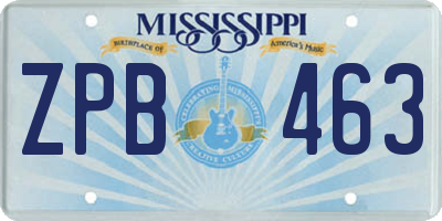 MS license plate ZPB463
