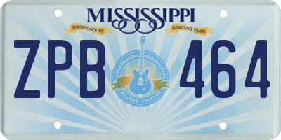 MS license plate ZPB464