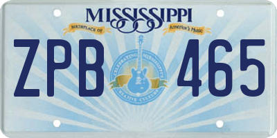 MS license plate ZPB465