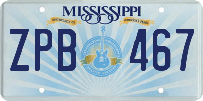 MS license plate ZPB467
