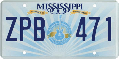 MS license plate ZPB471