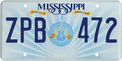 MS license plate ZPB472