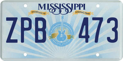 MS license plate ZPB473