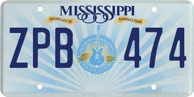 MS license plate ZPB474