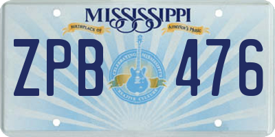 MS license plate ZPB476