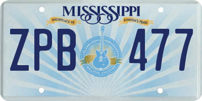 MS license plate ZPB477