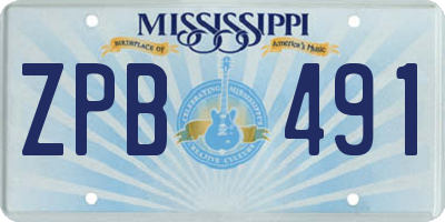 MS license plate ZPB491
