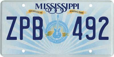 MS license plate ZPB492