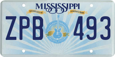 MS license plate ZPB493
