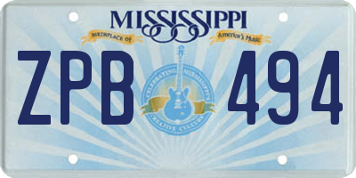 MS license plate ZPB494