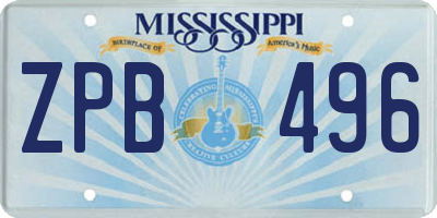 MS license plate ZPB496