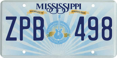 MS license plate ZPB498