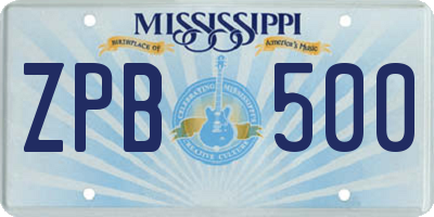 MS license plate ZPB500