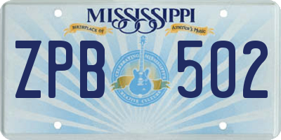 MS license plate ZPB502