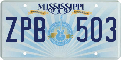 MS license plate ZPB503