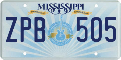 MS license plate ZPB505