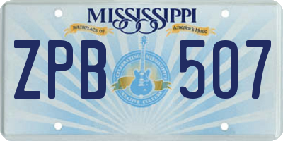 MS license plate ZPB507