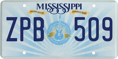 MS license plate ZPB509