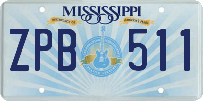 MS license plate ZPB511