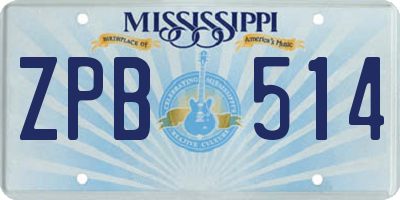 MS license plate ZPB514