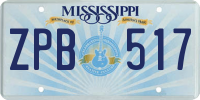 MS license plate ZPB517