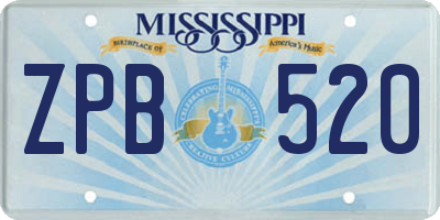 MS license plate ZPB520