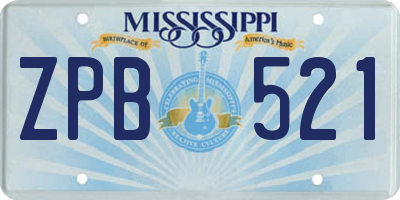 MS license plate ZPB521