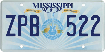 MS license plate ZPB522