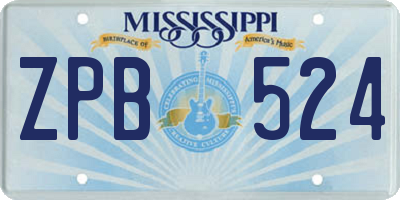 MS license plate ZPB524