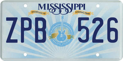MS license plate ZPB526