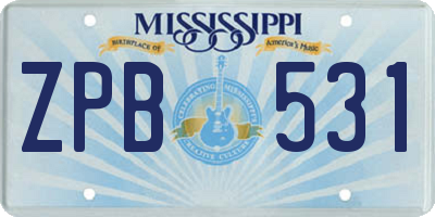 MS license plate ZPB531