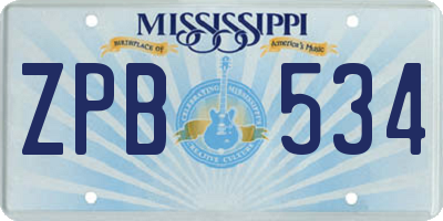 MS license plate ZPB534