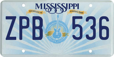 MS license plate ZPB536