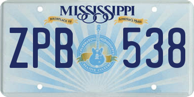 MS license plate ZPB538