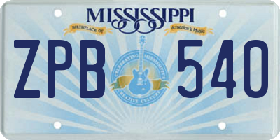 MS license plate ZPB540