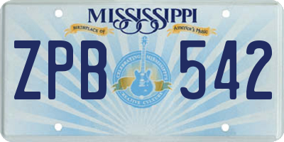 MS license plate ZPB542