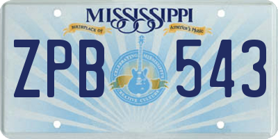 MS license plate ZPB543
