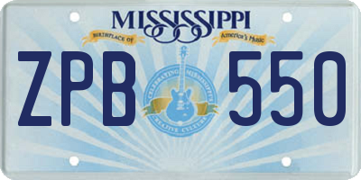 MS license plate ZPB550