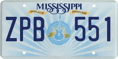 MS license plate ZPB551
