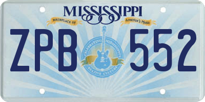 MS license plate ZPB552